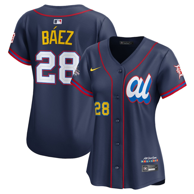 Women's American League #28 Javier Báez Navy 2025 All-Star Edition Limited Stitched Baseball Jersey(Run Small)